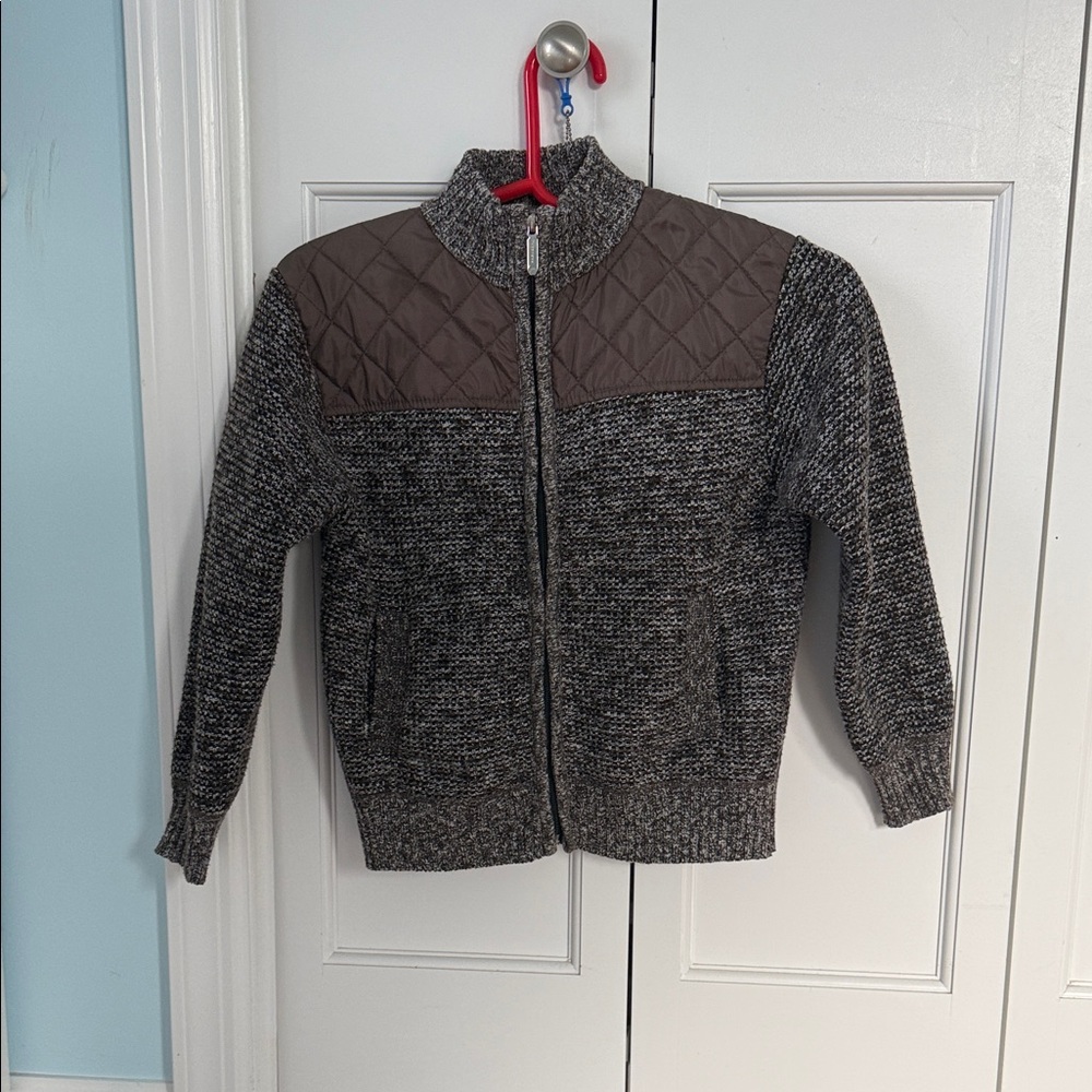 Kids Gray and Brown Knit Jacket